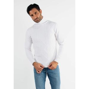 Pull col roule blanc - Cdiscount
