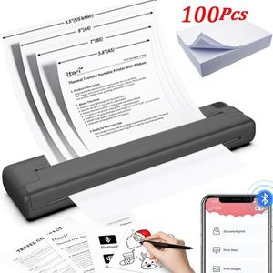 IMPRIMANTE Imprimante Bluetooth avec Papier 100Pcs A4 210 x 2