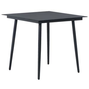 Ensemble table et chaise de jardin Zerodis Salon de jardin 3 pcs Rotin PVC Noir AB3060112 HB042