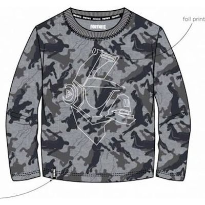 Tee Shirt Fortnite Lama Gar on Manches longues Gris clair