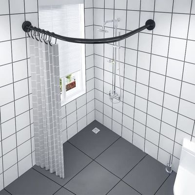 Tringle à rideau de douche incurvée réglable en nickel brossé