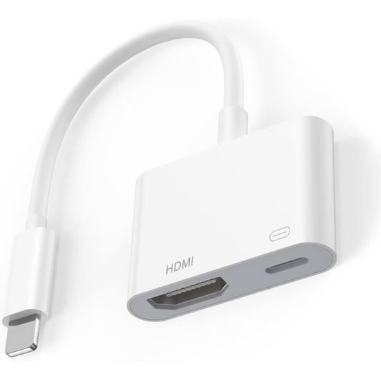 Adaptateur HDMI Certifié MFi Pour IPhone - Branchement TV, Vidéo 1080P, Audio - Connexion Lightning Vers HDMI - 13