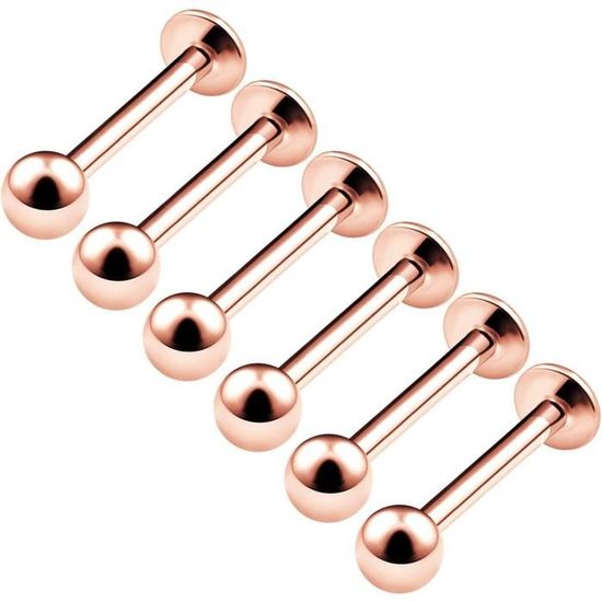 Tapsi´s Coolbodyart Lot De 3 Labret Monroe / Cartilage - Acier Chirurgical 316L - Cœur Zircone 6mm - Or Rose, Doré, Noir