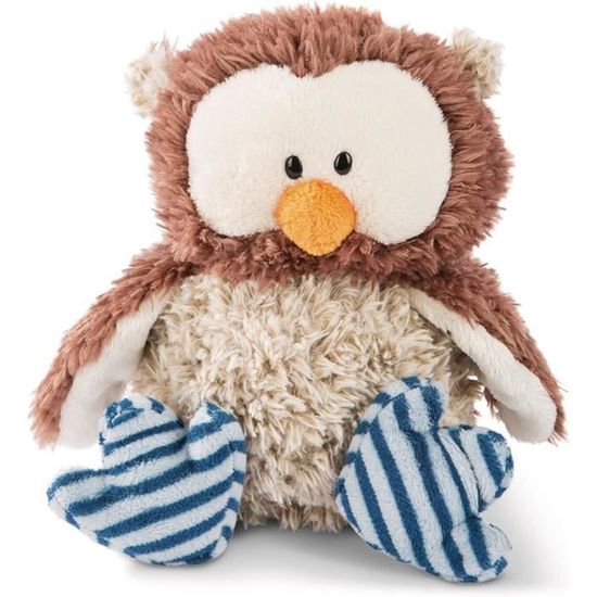 Peluche NICI Owluna 35 Cm – Hibou à Tête Pivotante – Plumeux Avec Pattes Roses