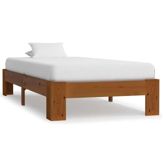 Jill® 9720 Cadre de lit simple 100x200 cm Lit enfant-adlulte 1 personne Marron clair Bois de pin massif