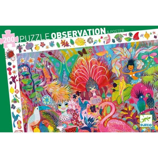 Puzzle Fantastique - DJECO - Carnaval de Rio - 200 pièces - Pour Enfant de 6 ans et plus - Mixte - Vert