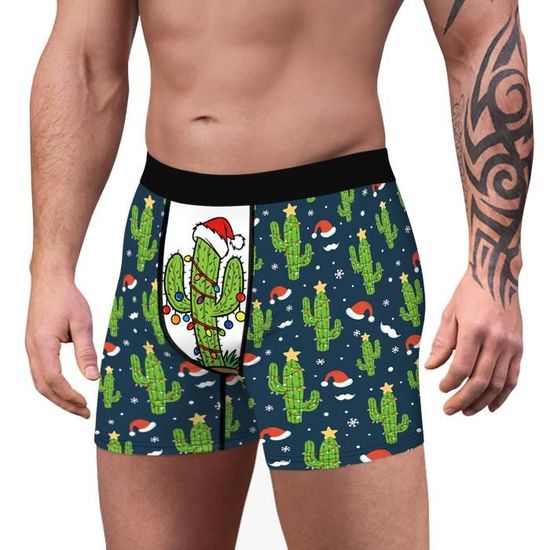 Générique Boxer Noel Homme Calecon Noel Droles Xmas Caleçon Humour Boxeurs Noël Slips Moche Noël Motif Vacances Nouveauté Shorts Caleçons Sous- Vêtements Fitted Trunk Pour Copain Mari Cadeau (AG, S