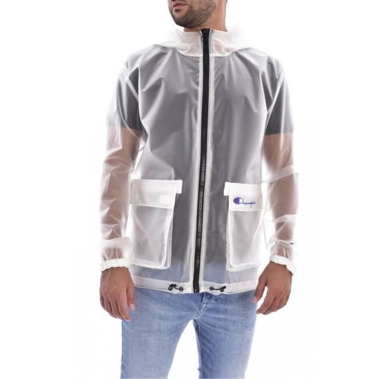 Impermeable transparent a logo Champion Homme Blanc Coupe droite Manches longues Blanc Cdiscount Pret a Porter