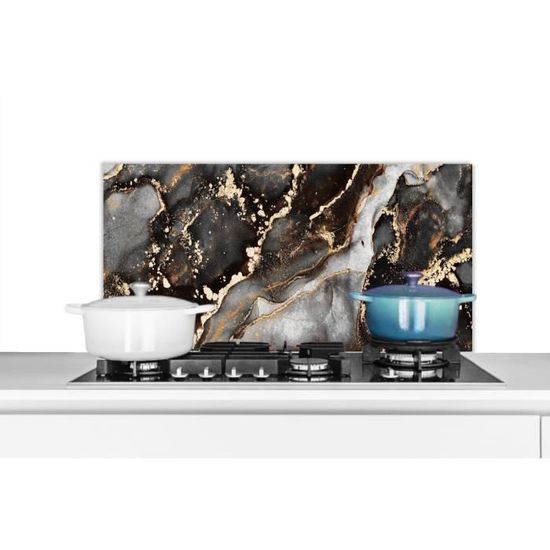 Fond De Hotte Carrelage Et Arabesque Noir, Fond De Hotte Verre Inox