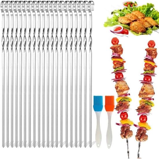 Brochettes En Acier Inoxydable Réutilisables - Lot De 20, Longueur 25 Cm Pour Barbecue Et Apéro - 4