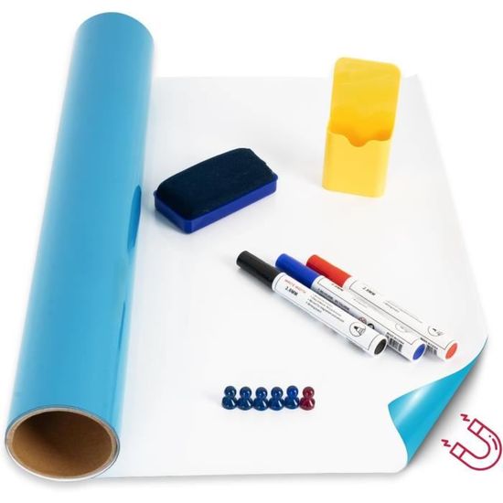 Tableau Blanc Magnétique KARAT 80x110 Cm - Surface Laquée Effaçable - Cadre Aluminium - Avec Porte-marqueurs - Pour Bureau, Salle De Réunion, école