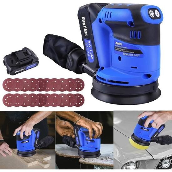 Ponceuse Excentrique Orbitale 190W Sans Fil – 3 Vitesses, Disque 125mm, Top !