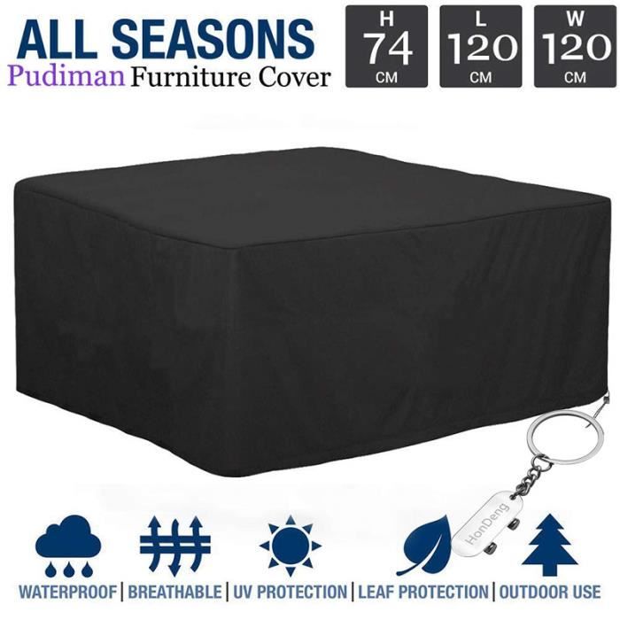 Housse Table de Jardin,210D Housse de Protection Bâche Imperméable pour Mobilier Salon de Jardin 120 x 120 x 74cm.