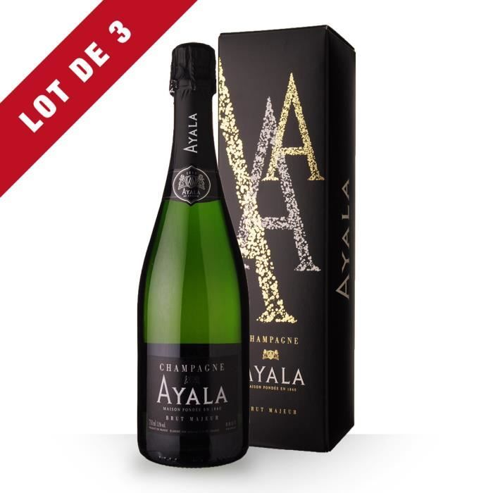 3X Ayala Brut Majeur 75cl - Etui - Champagne