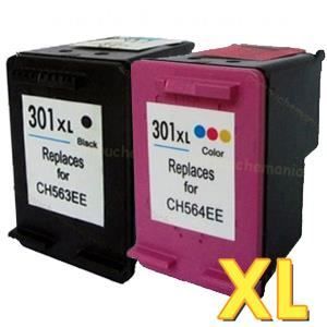 Pack 2 cartouches compatibles HP 301 XL - ENVY 4500 - 1 noire et 1 couleurs