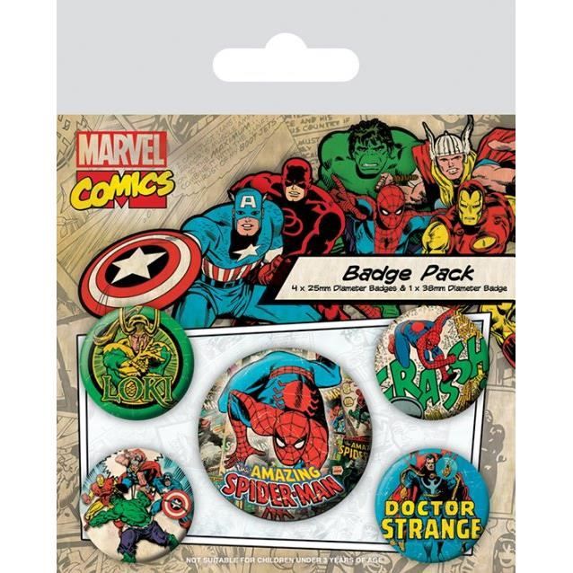 Pack de Badges Marvel Spiderman retro