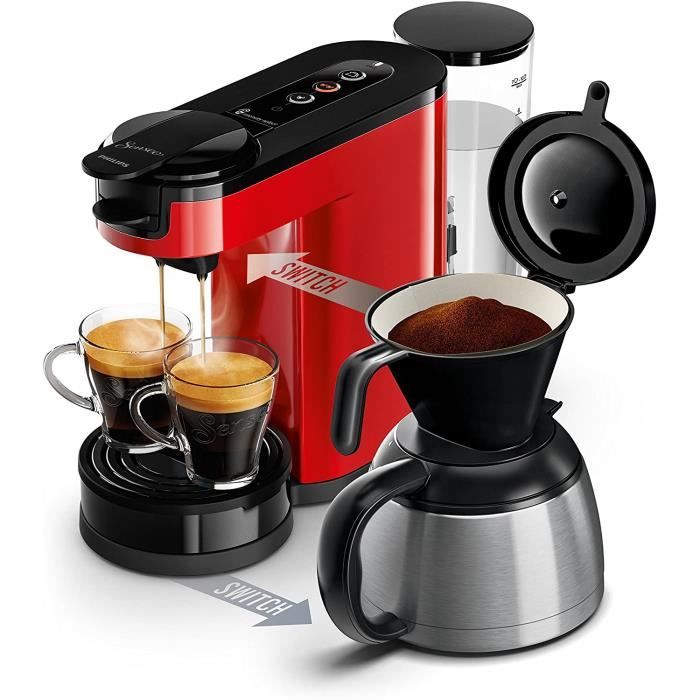 HD6592/81 Machine à café SENSEO Switch 2 en 1 Rouge (machine à dosettes + machine à café filtre)
