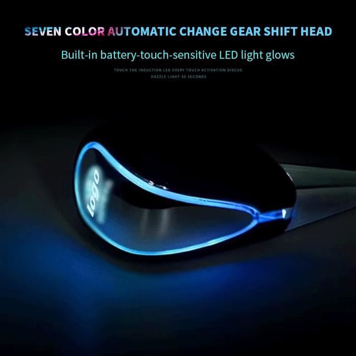 Pommeau de levier de vitesse universel sans bouton, 110mm, lumière LED bleue activée au toucher, convient à l