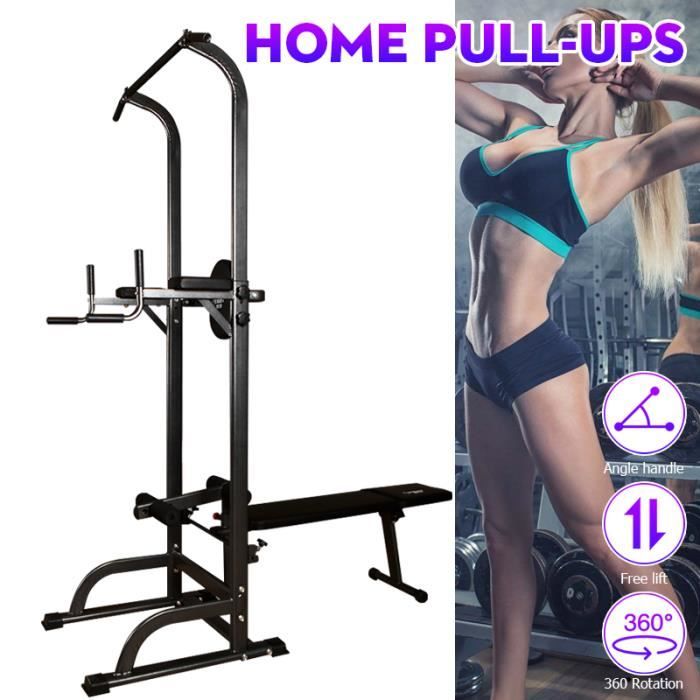 PullUpFitness Chaise Romaine - Station Traction dips Multifonctions Barre de Traction Ajustable Dips Banc de Musculation Pliable