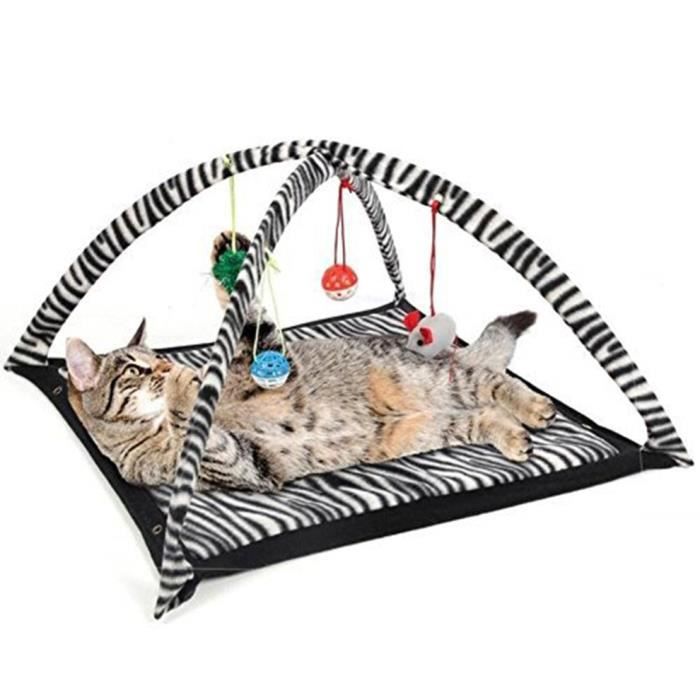 Tente De Jeu Pour Chat Avec Jouets Suspendus Balles Tapis D'Exercice Activité Couverture De Jeu Fournitures Portables AD.