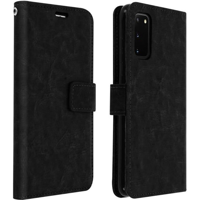 Housse Samsung Galaxy S20 Plus Porte-carte Fonction Support Vidéo Vintage noir Noir