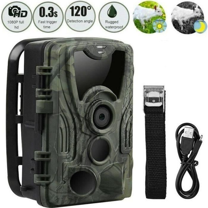 HD 1080p Caméra de Chasse Étanche 20MP avec Télécommandée, 36pcs LED et 120° Detection