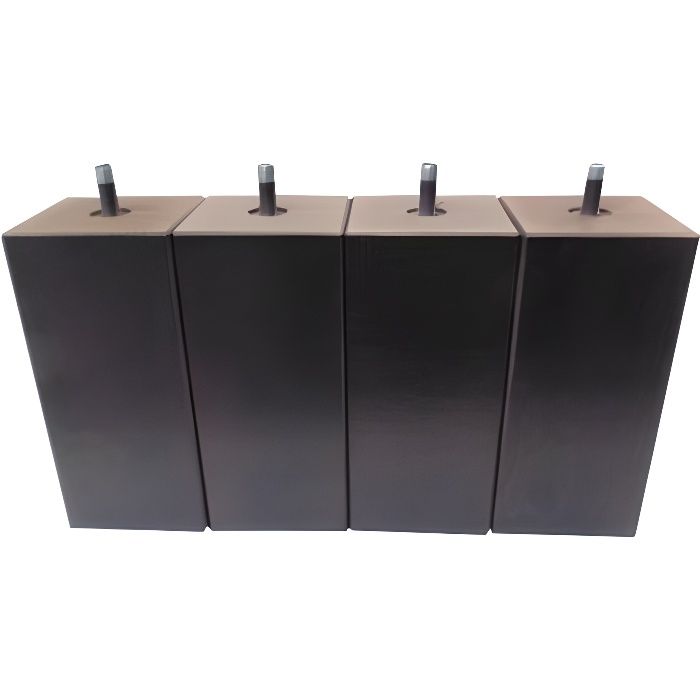 Jeu de 4 pieds bois carré wengué 20 cm 70 x 70