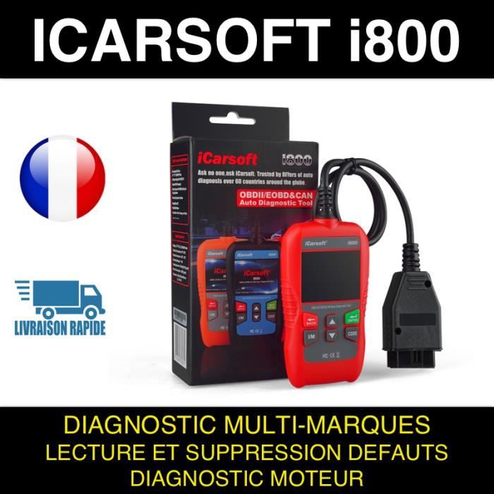 ★ ICARSOFT I800 ★ VALISE DIAGNOSTIC AUTO MULTIMARQUE OBD2 100% FRANCAIS