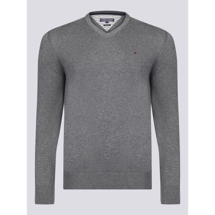 Tommy Hilfiger Homme Pull Gris col en v