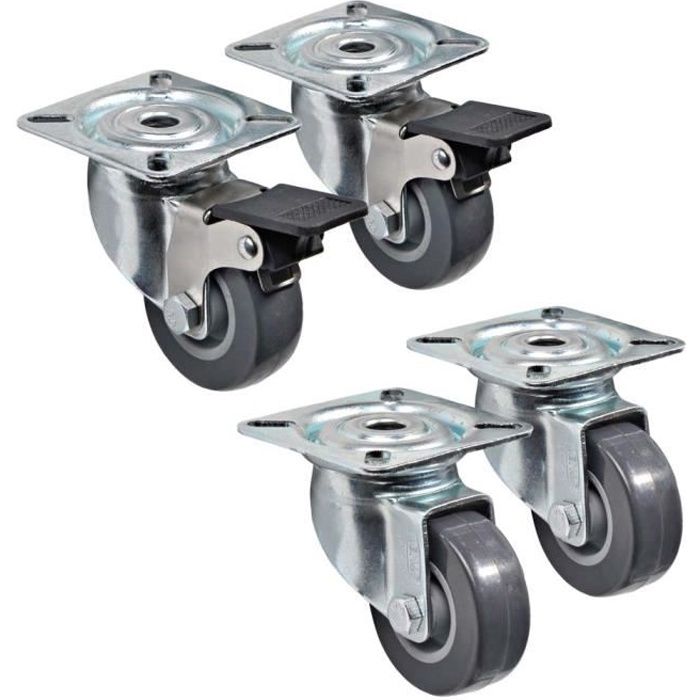 Roulettes pivotantes 50 mm - Lot de 4