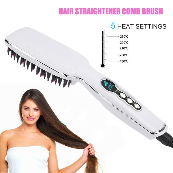 Brosse lissante chauffante cheveux peigne électrique haut de gamme