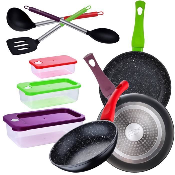 3 poêles, 3 boîtes et 3 ustensiles de cuisine Jolie San Ignacio