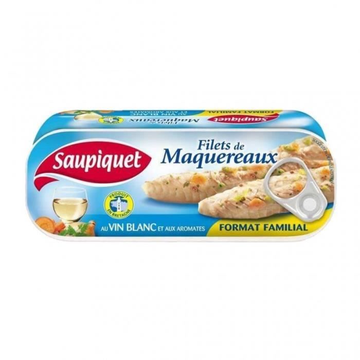 Saupiquet Filets de Maquereaux au Vin Blanc et aux Aromates Format Familial 235g (lot de 5)