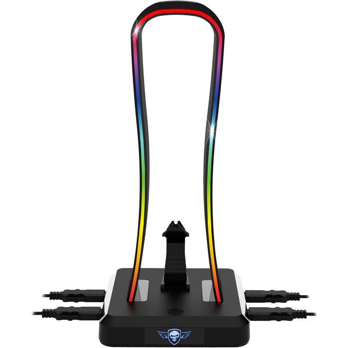 SPIRIT OF GAMER - SENTINEL - Support Casque Gaming RGB - Porte Casque Gamer Multifonction - 11 Effets Lumineux - Pour PC/PS4/Xbox