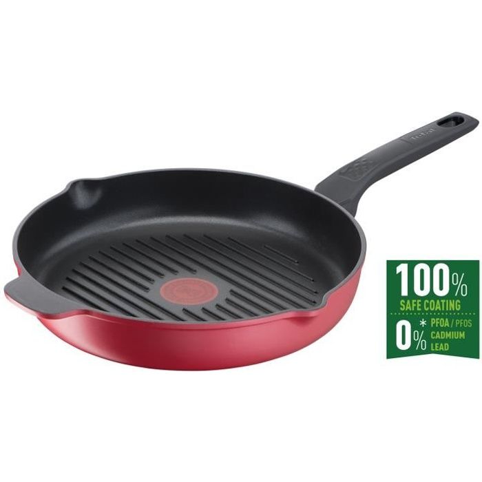 TEFAL E2374074 DAILY CHEF Poêle grill 26cm, Induction, Résistante, Antiadhésive, Facile à nettoyer, Saine, Fabriquée en France
