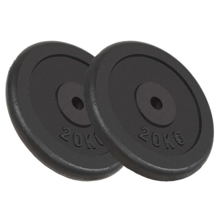 2 pcs Plaque de Poids Disques Haltères en Fonte 40 kg pour Musculation