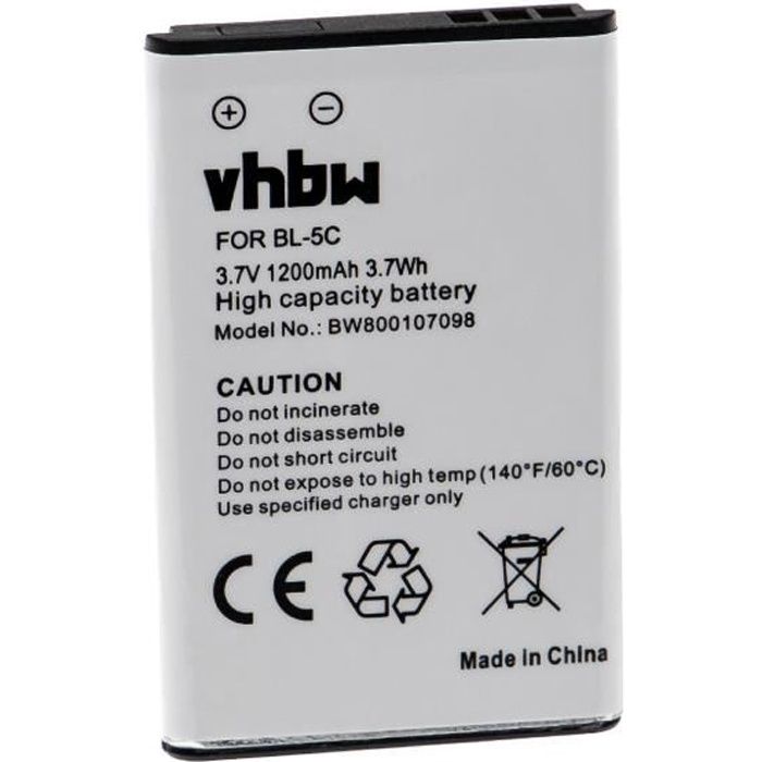 vhbw Batterie remplacement pour Doro DBR-800A pour smartphone (1200mAh, 3,7V, Li-ion)