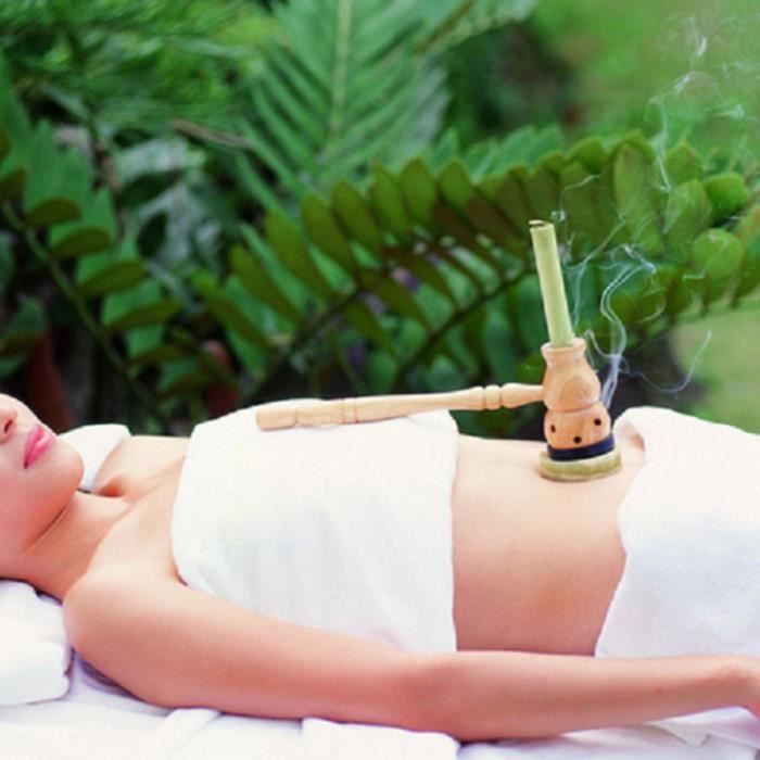 3 pièces Moxibustion Box Set Outil Acupoint portable en bois Brûleur Moxa Stick pour la taille du dos ROULEAU DE MASSAGE
