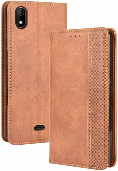 Étui Portefeuille En Cuir PU Effet Daim Pour Wiko Lenny 2 - Avec Emplacements Cartes Et Fermeture Magnétique