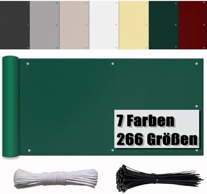 Balcon Cache Vue GUOJUN Brise Vue Pour Balcon 120 X 300 Cm Résistance à La Déchirure Intempéries Cache Balcon Avec Cordes Et Serre-câbles Pour Jardin Extérieur Balcon, Blanc Cache Vu Jardin