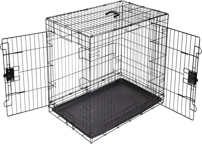Comparer les prix de Cage pour chien Durable,Pliable en fil métallique avec plateau, Double porte, L 91 x l 58 x H 64 cm, Noir