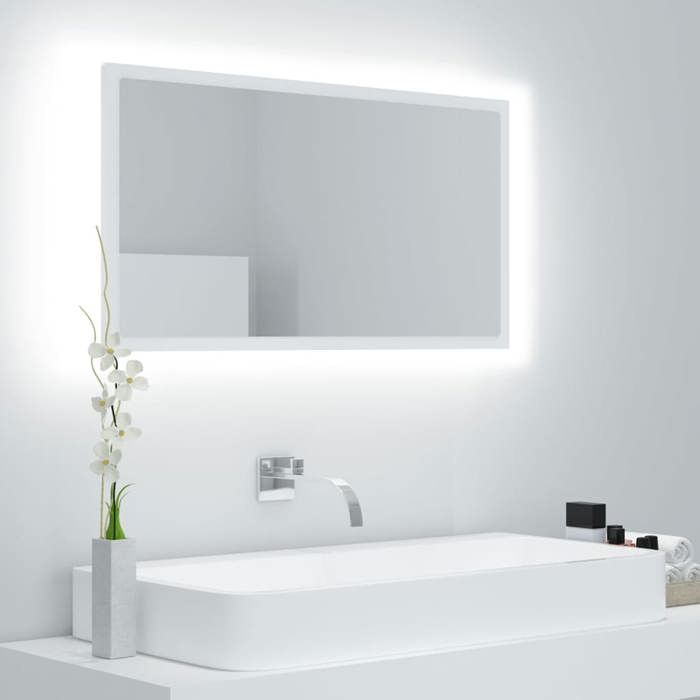 Miroir avec éclairage LED-Miroir à LED de salle de bain Blanc 80x85x37 cm Acrylique
