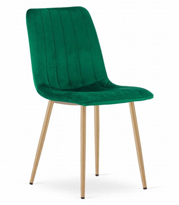 Chaise - OSKAR - LAVA - Velours vert foncé - Pieds métal - 1 place