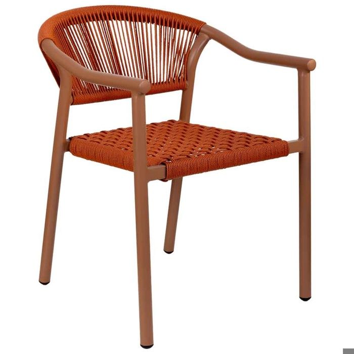 Chaise en rotin synthétique orange 56x60x78