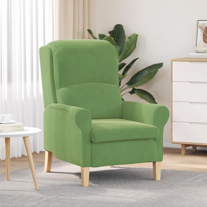 Moderne Fauteuil relaxation Vert Clair Vert clair Tissu Bois - Fauteuil TV/Salon FR(73594602)