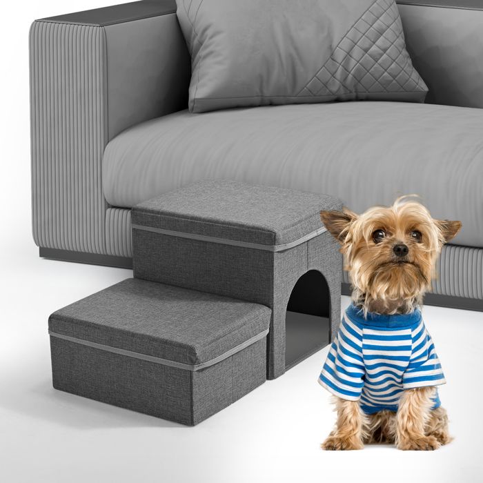 Meilleurs prix pour Escalier pliable pour animaux de compagnie 2 marches - Gris