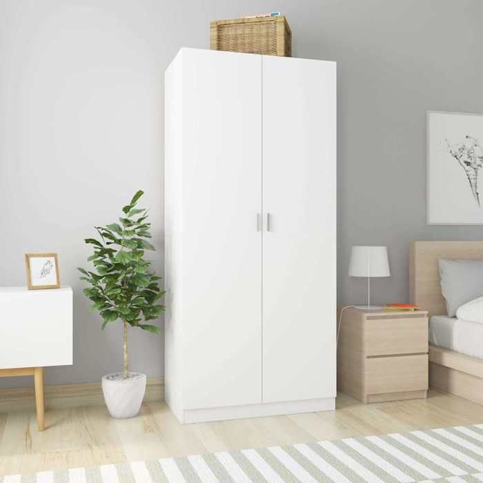Garde-robe - vidaXL - Blanc - 90x52x200 cm - Bois dingénierie - 2 portes Garde-robe - vidaXL - Blanc - 90x52x200 cm - Bois dingénierie - 2 portes