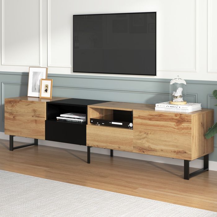 Meuble TV moderne de deuxième génération au design chaleureux noir et ...