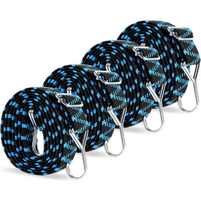 Lot De 4 Cordes à Cliquet Réglables 4mm X 4m - Avec Crochets Et Tendeur, Pour Camping, Tente, Bâche