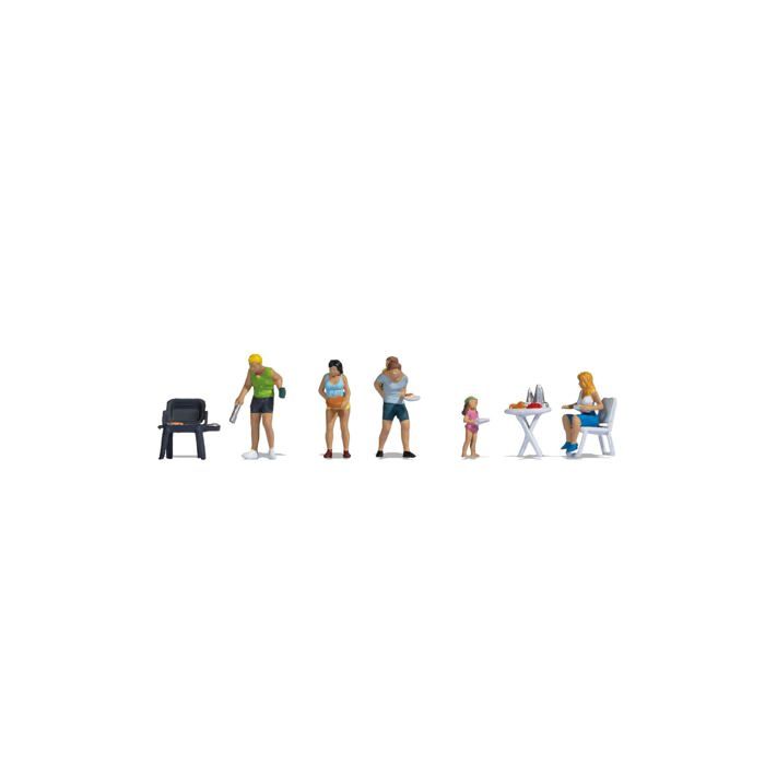 Kit de figurines H0 pour modélisme - NOCH - Coloré - Thème camping - Six figurines - Accessoires inclus - Échelle 1:87